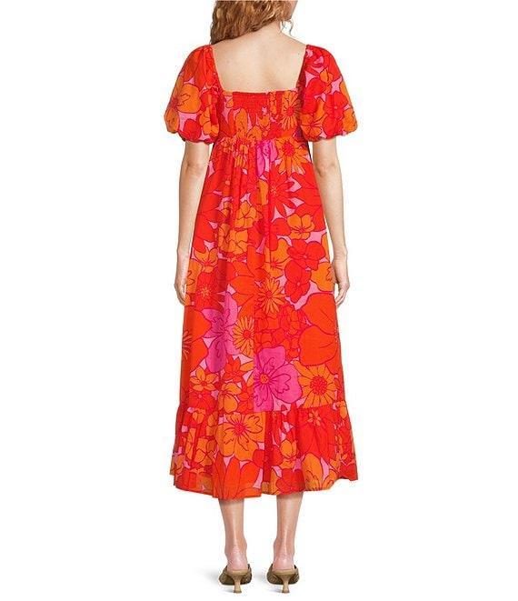 J.Marie Lizzie Square Neck Short Puff Sleeve Babydoll Midi Dress Product Image