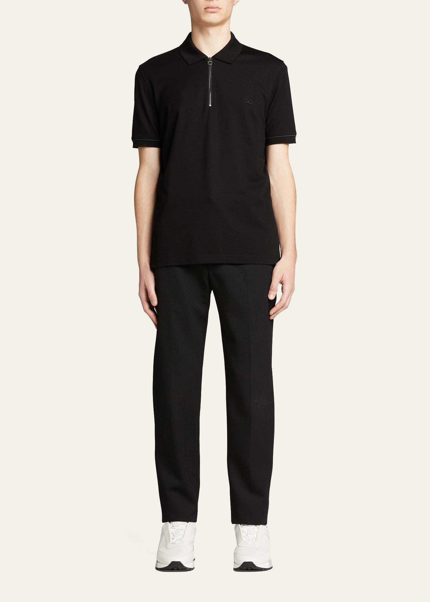 Mens Zip Basic Cotton Polo Product Image