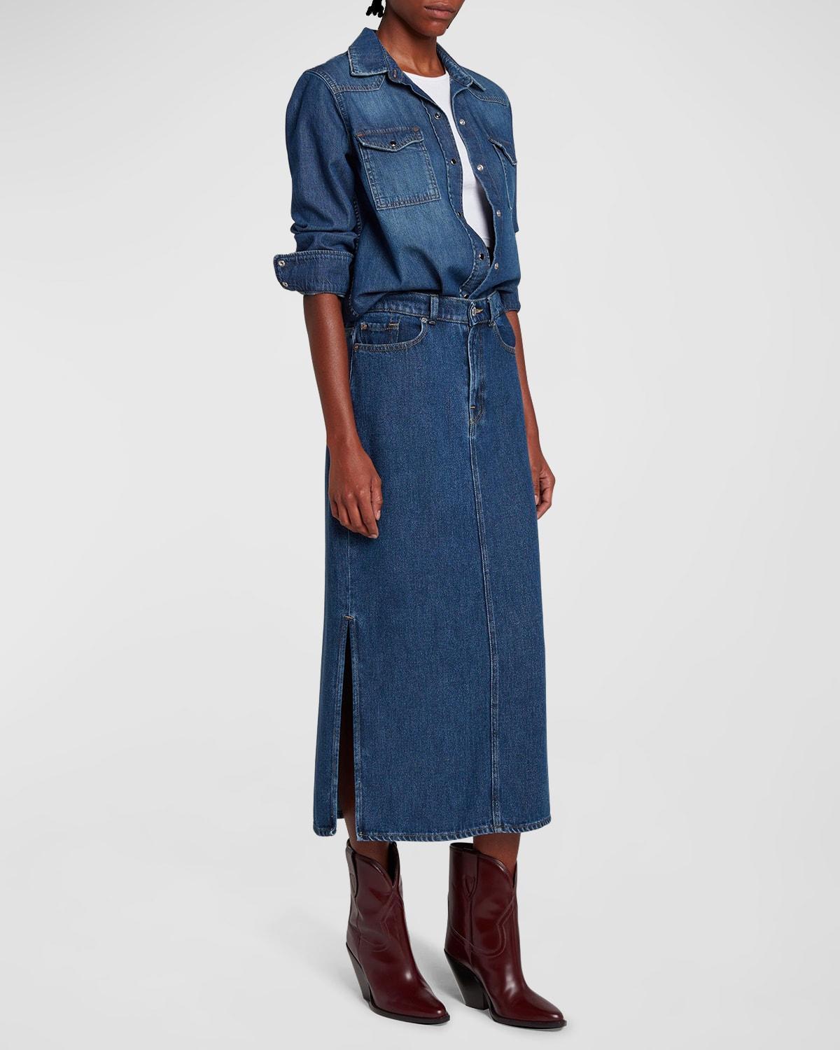 Maxi Denim Skirt 7 For All Mankind Product Image