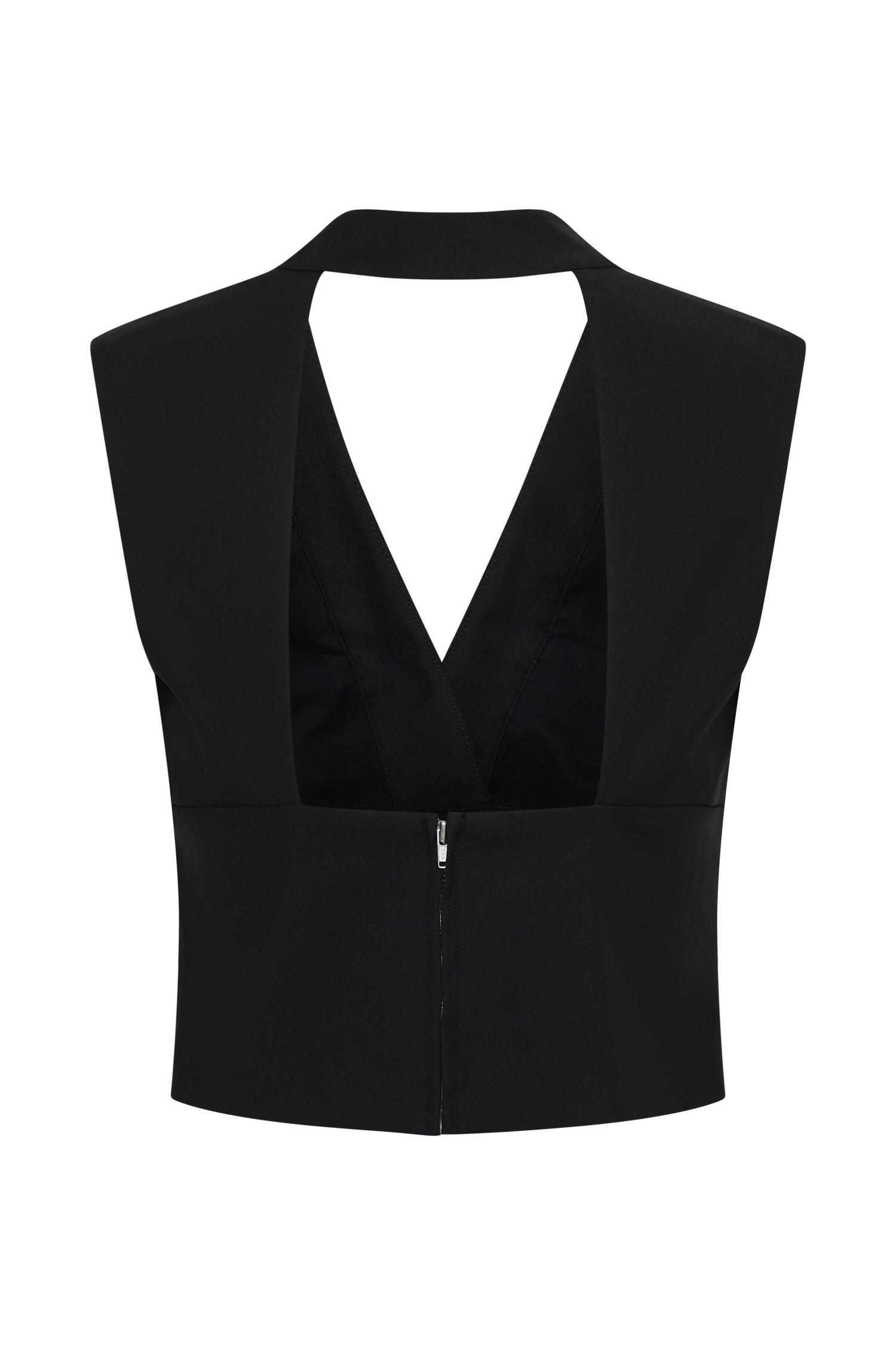 Jemima Sleeveless Cross Over Top - Black Product Image