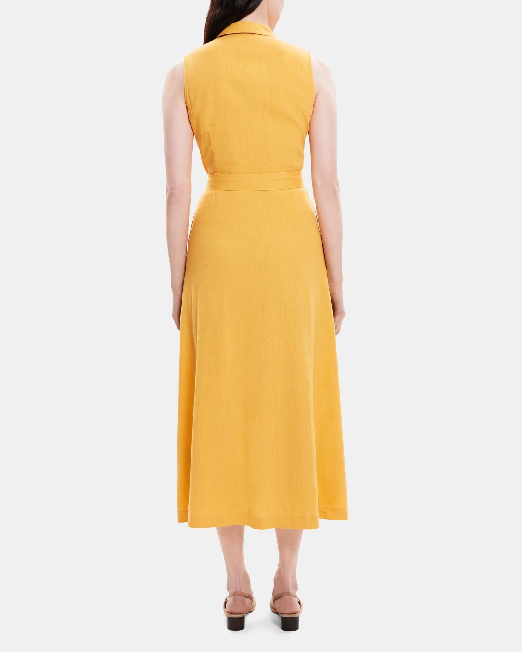 Sleeveless Shirt Dress in Linen-Blend Product Image