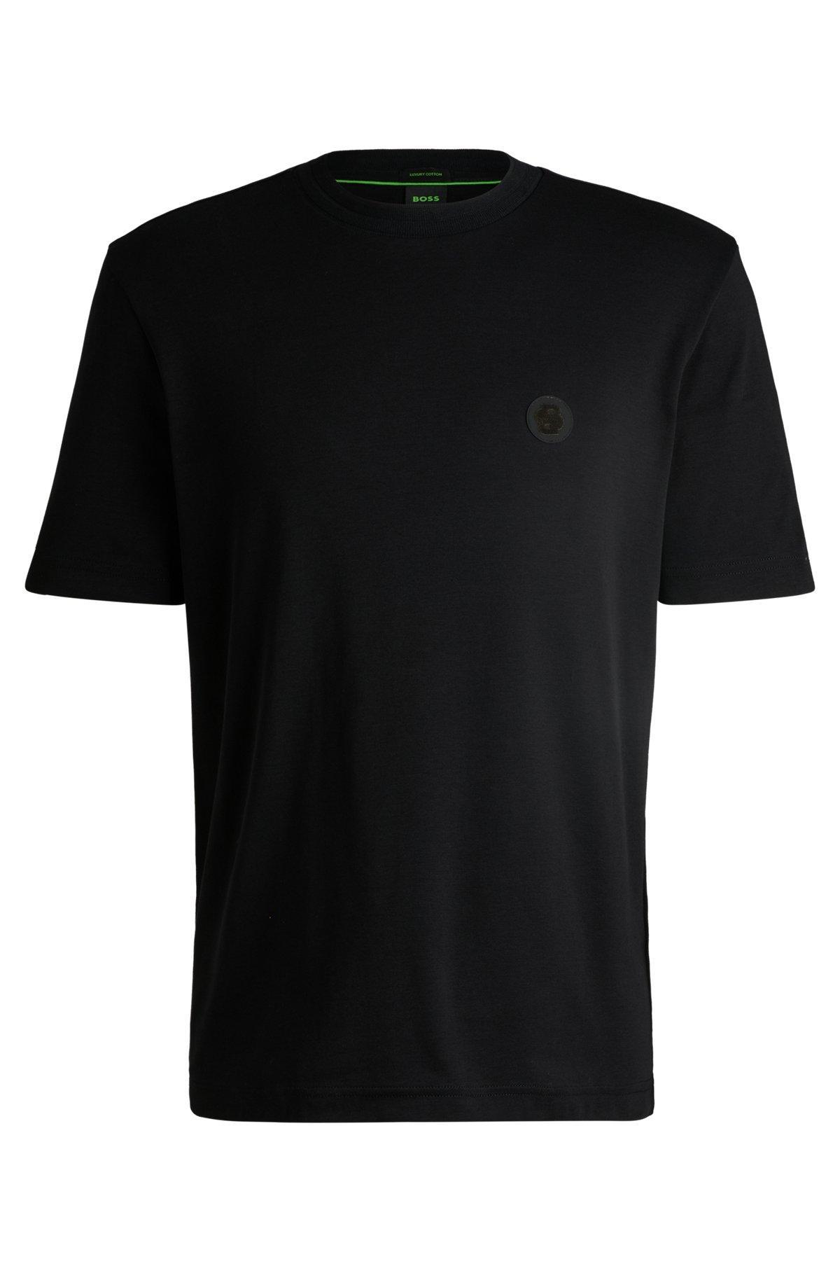 BOSS - Thermo-regulating T-shirt in cotton with Double B monogram - Black Product Image