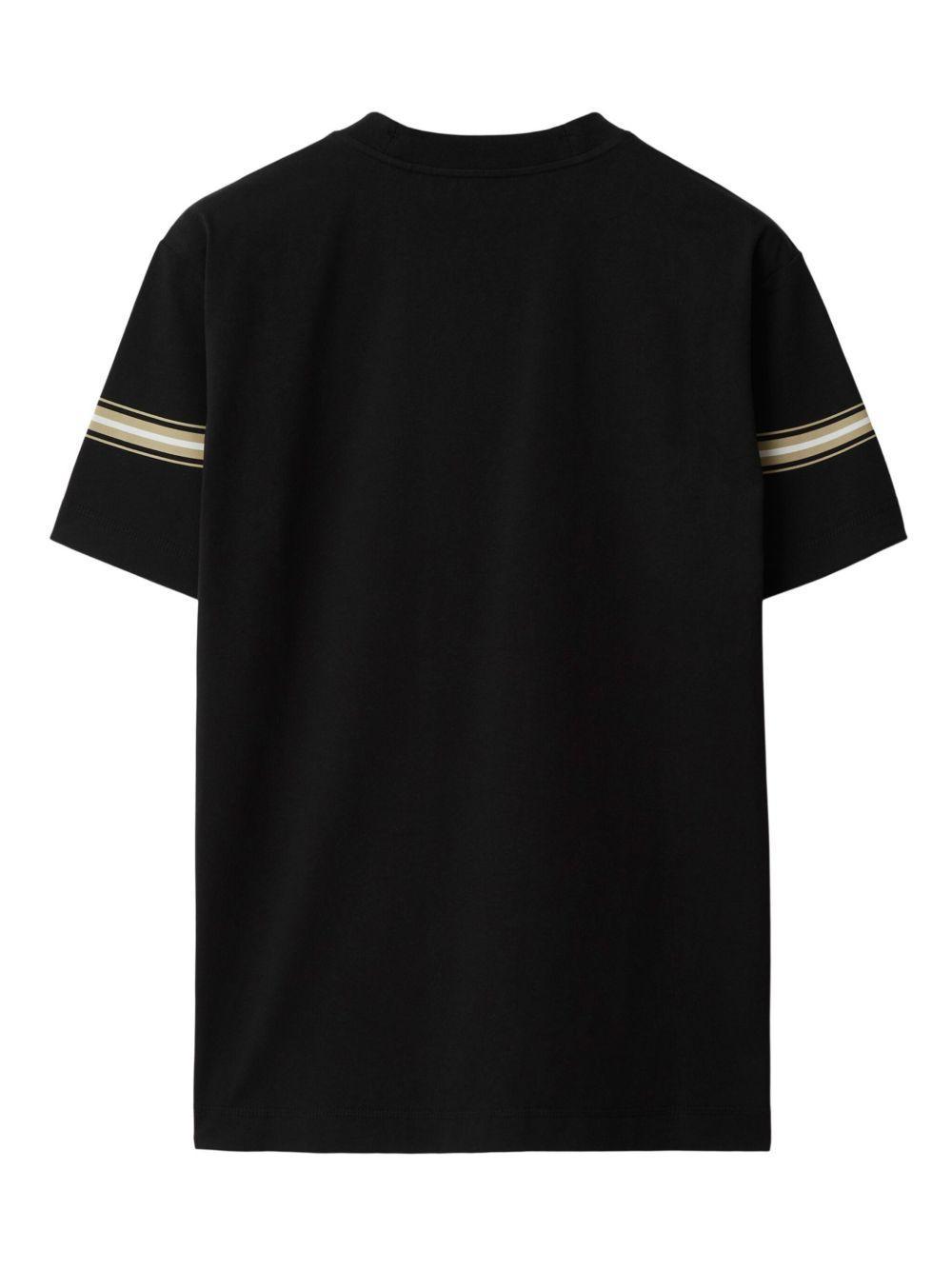 striped-detail cotton T-shirt  Product Image