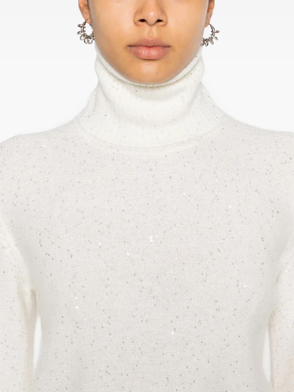 FABIANA FILIPPI Sequin Detail Roll Neck Jumper In Beige Product Image