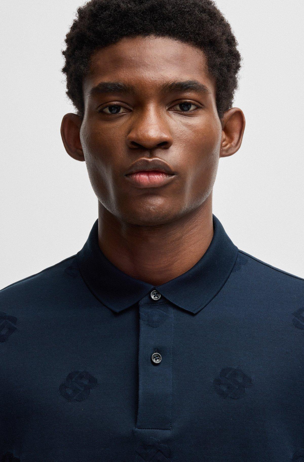 Mercerized-cotton polo shirt with Double B monograms Product Image