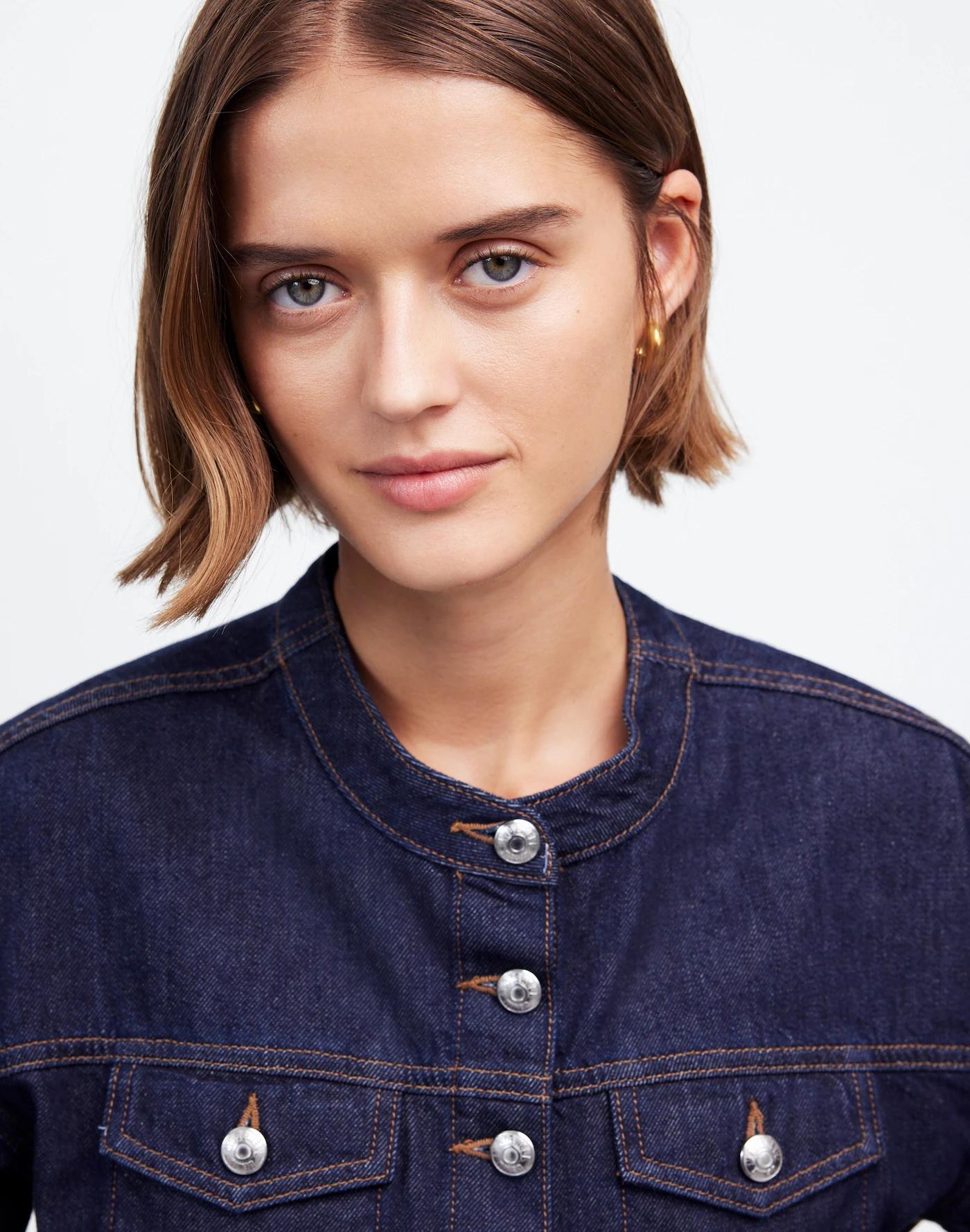Cocoon-Sleeve Denim Lady Jacket Product Image
