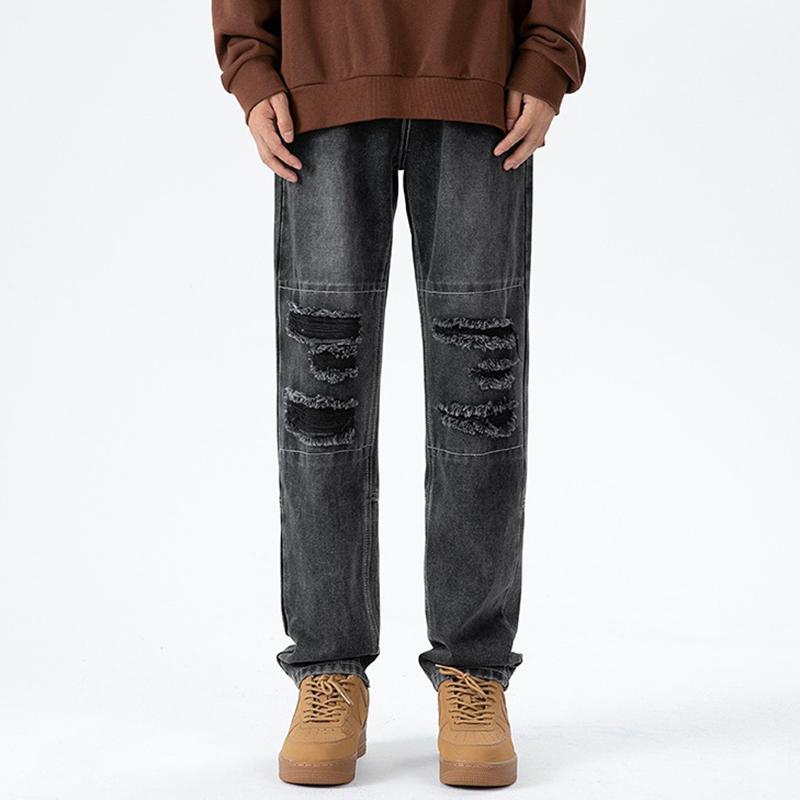 Men's Retro Street Trendy Ripped Patch Jeans Product Image