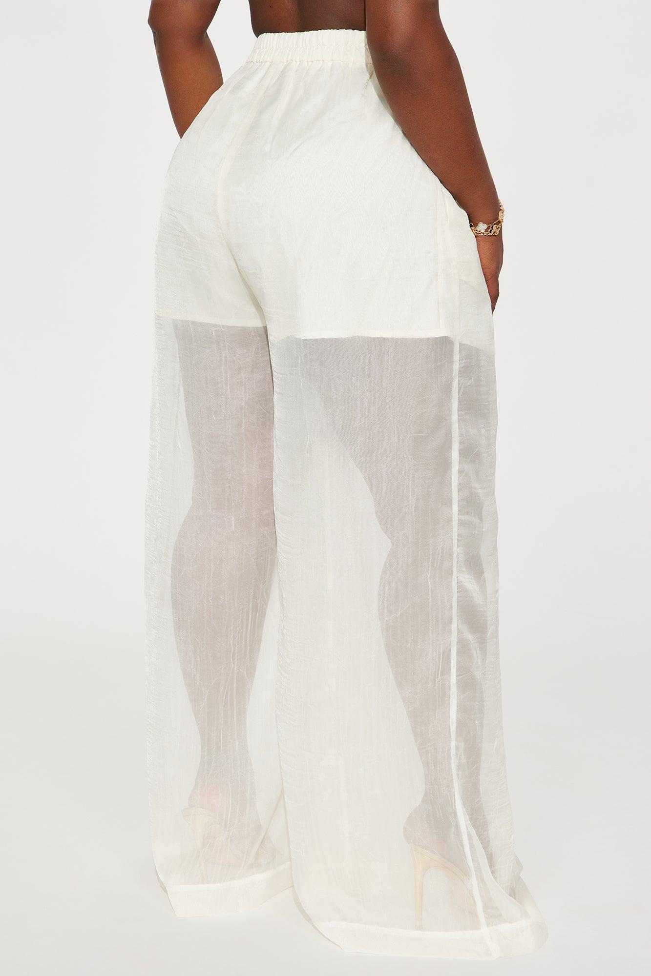 Hollie Wide Leg Organza Pant - Cream Product Image