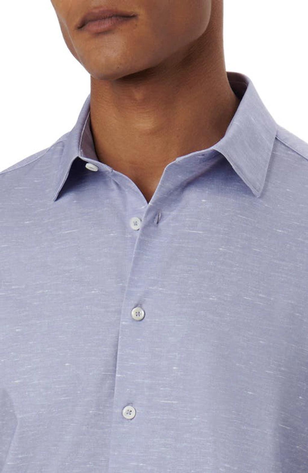 BUGATCHI Men's Ooohcotton Tech Heathered Sport Shirt In Lilac Product Image
