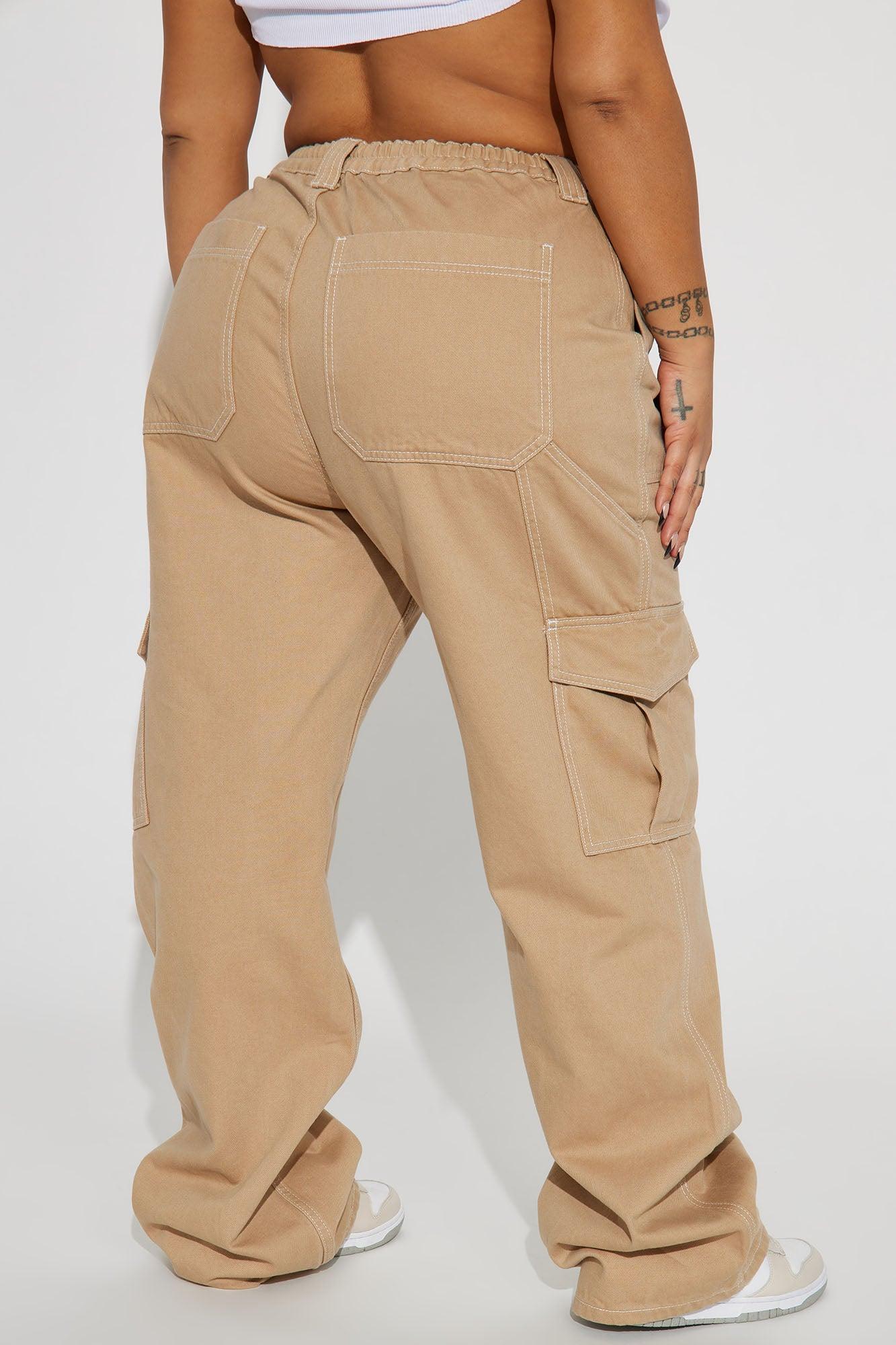 Give Me A Break Cargo Carpenter Jeans - Khaki Product Image