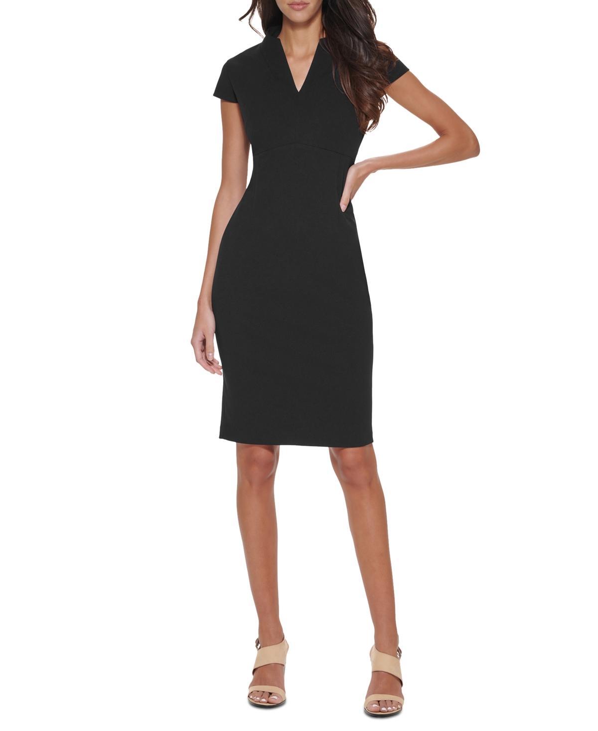 Calvin Klein Womens V-Neck Cap Sleeve Sheath Dress Product Image
