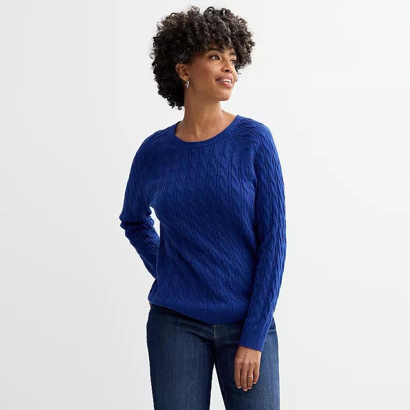 Petite Croft & Barrow® The Extra Soft Cabled Crewneck Sweater, Women's, Size: XXL Petite, Black Product Image