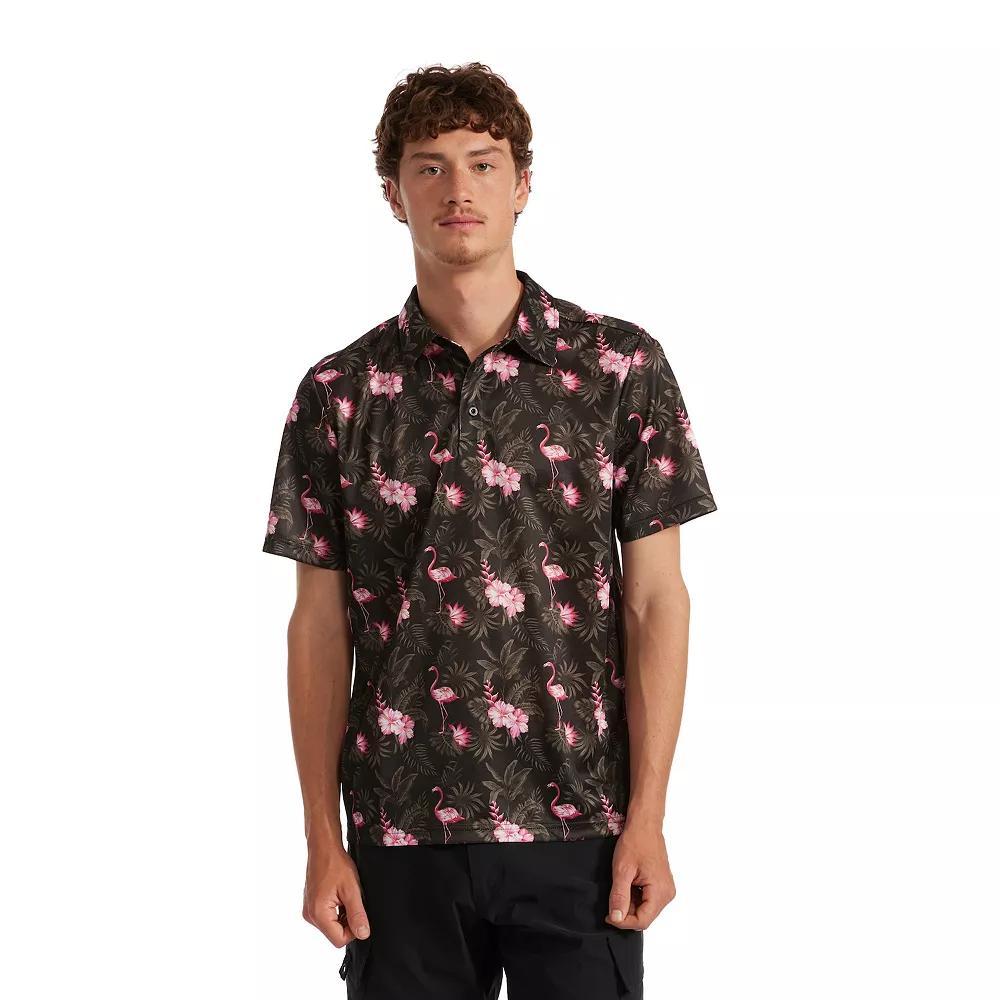Men's Matix Tropical Print Polo, Size: Small, Black Product Image