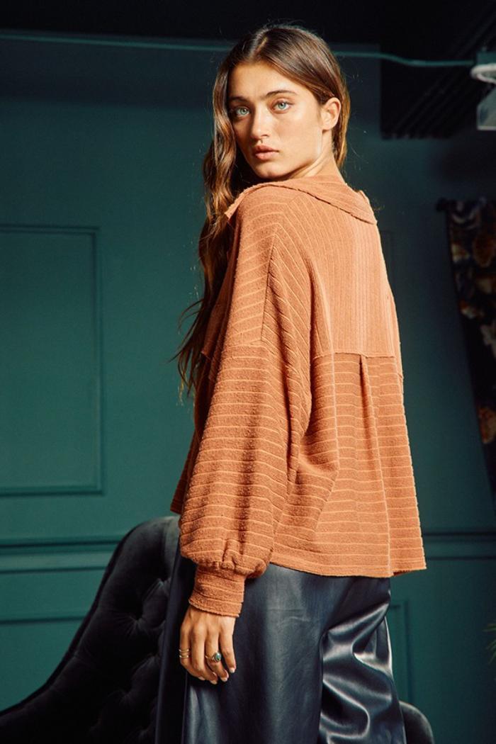 Soft Solid Rib Knit Cropped Shacket Product Image