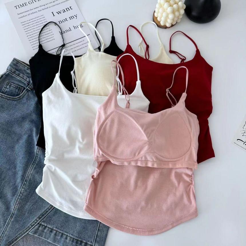 Plain Ruched Padded Cami Top Product Image