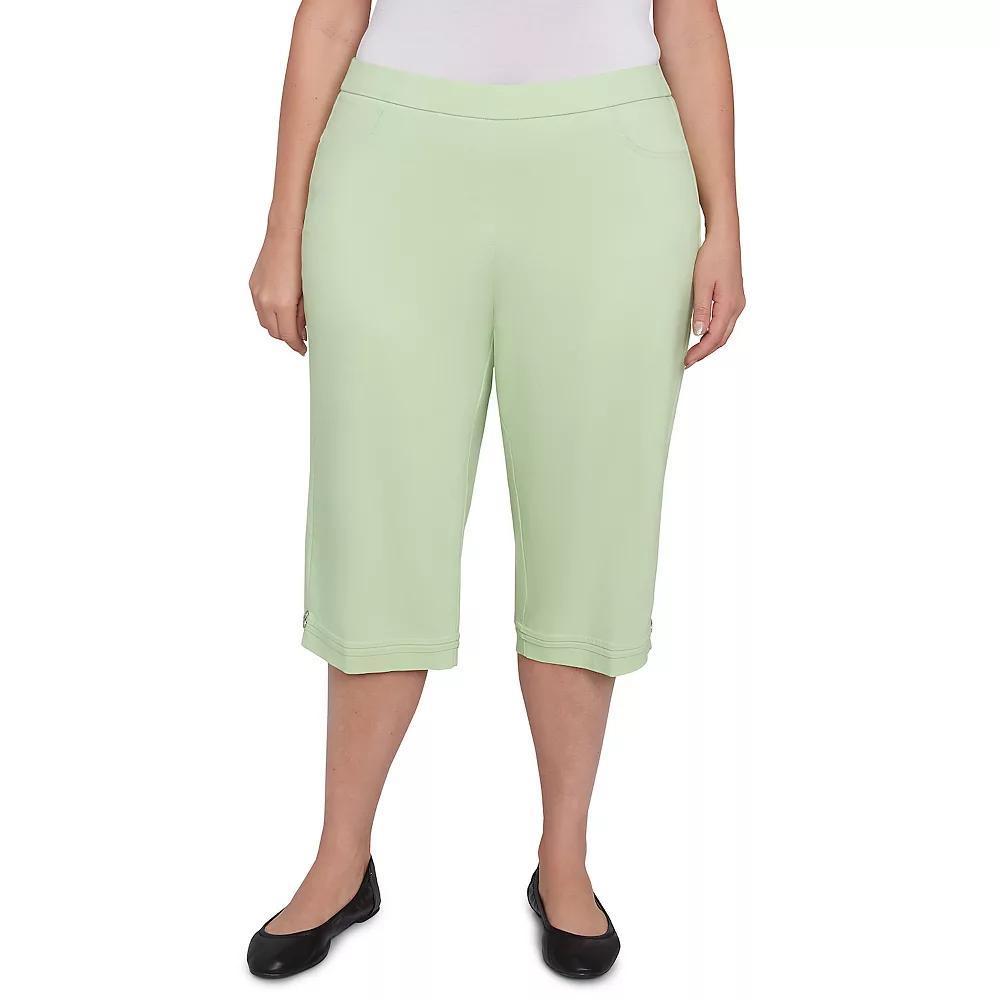 Plus Size Alfred Dunner Novelty Cuff Tummy Control Capris, Women's, Size: 18 W, Blue Product Image
