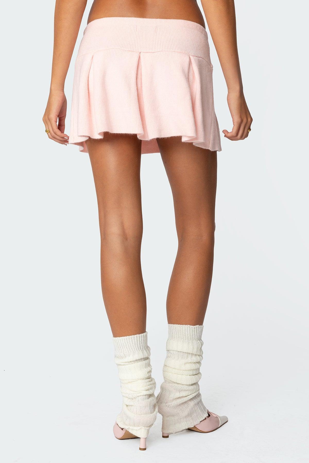 Easter Pleated Knit Mini Skirt Product Image
