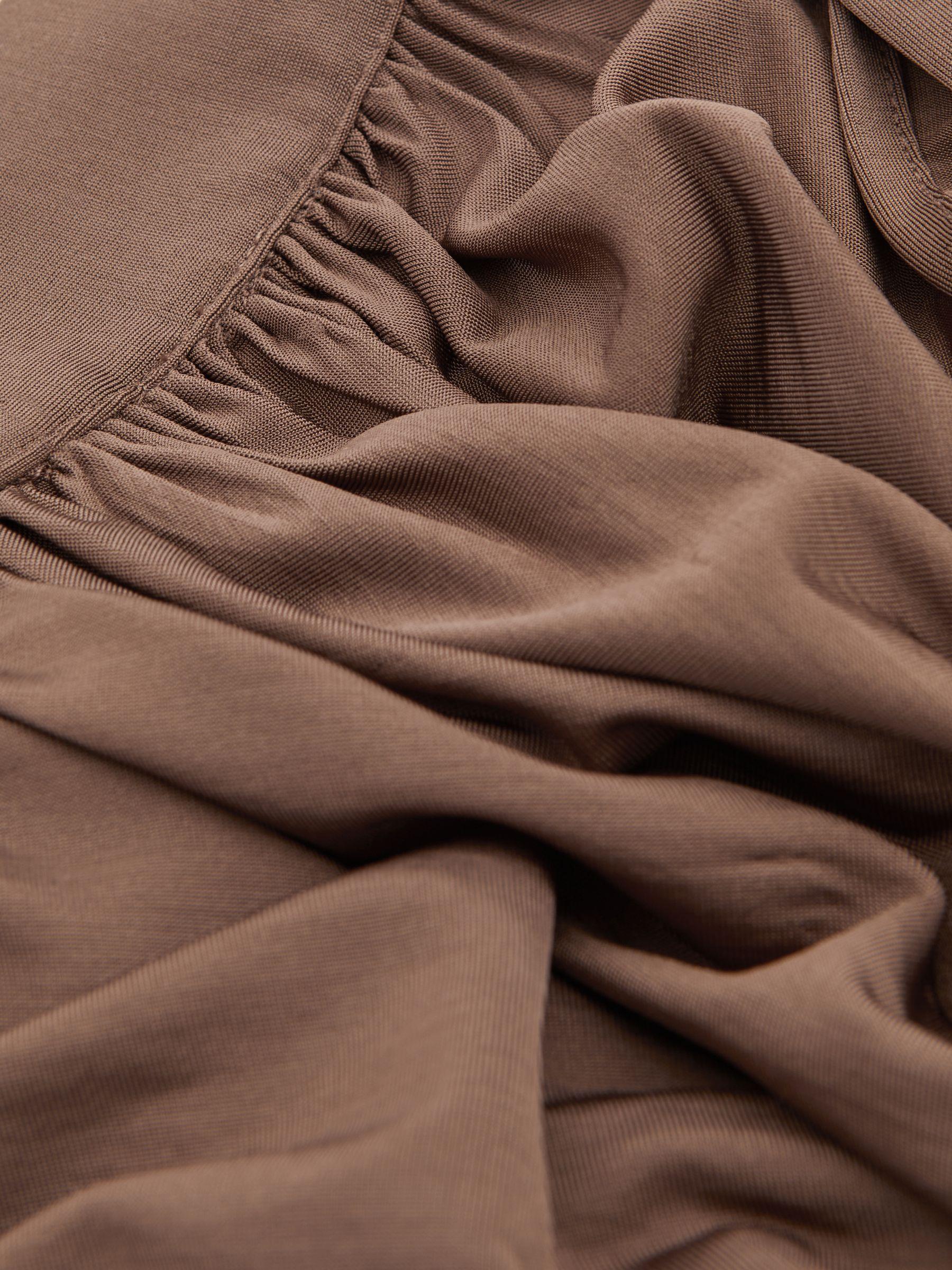 Draped Tie Neck Top in Dark Mink Product Image