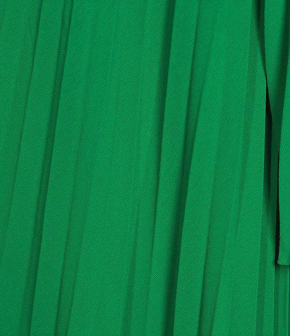 Belle by Badgley Mischka Anna One Shoulder Bow Pleated Dress Product Image