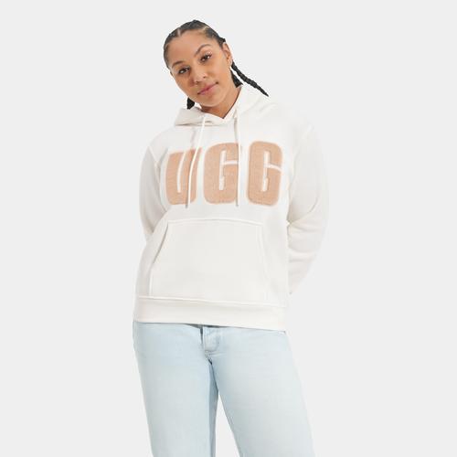 Womens UGG® Rey UGGfluff™ Logo Hoodie Plaster Product Image