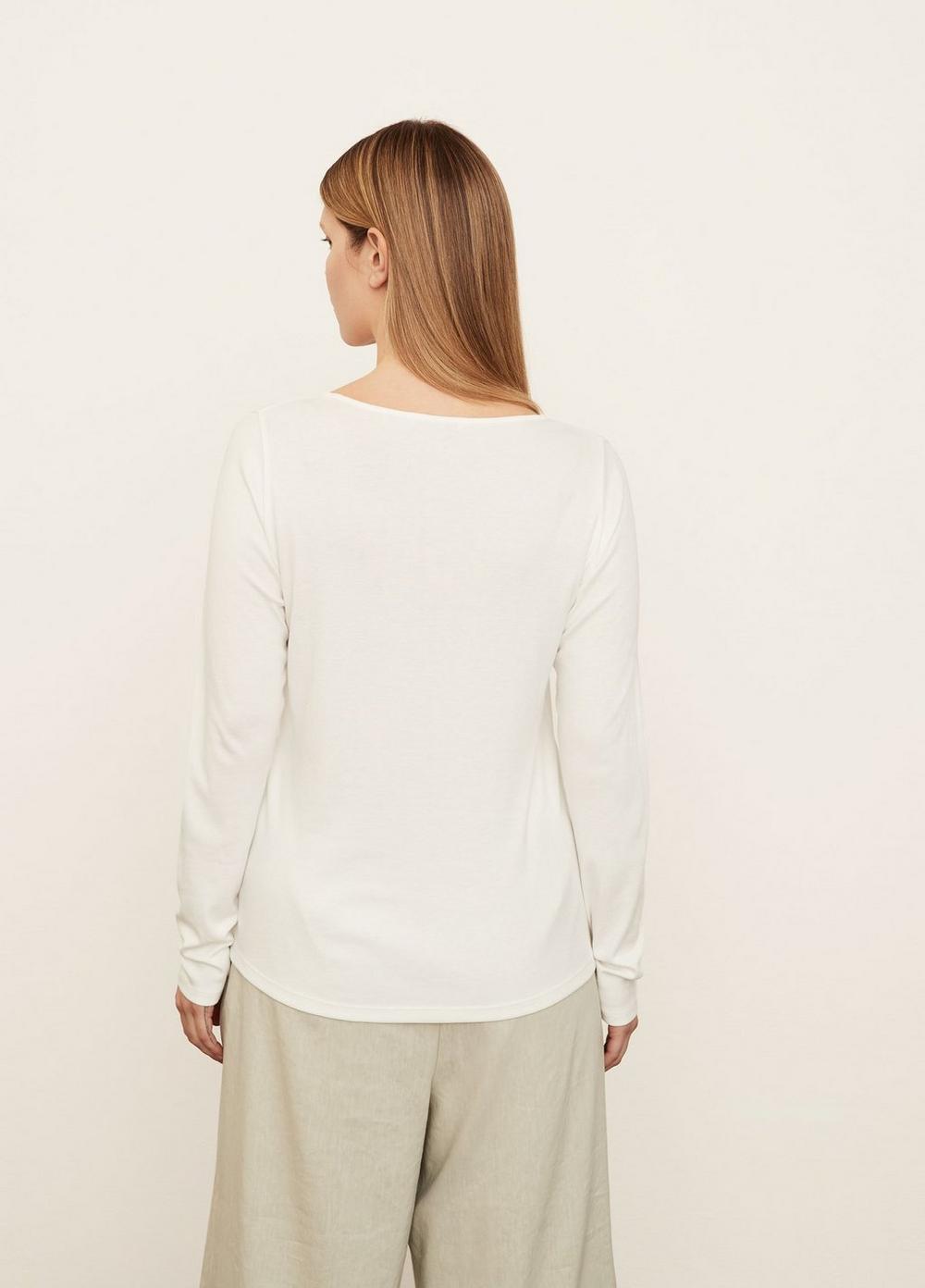Womens Sweetheart-Neck Long Sleeve T-Shirt, Off White, Size 3XL Vince Product Image