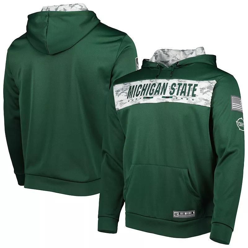 Men's Colosseum Green Michigan State Spartans OHT Military Appreciation Team Color Pullover Hoodie, Size: Small Product Image