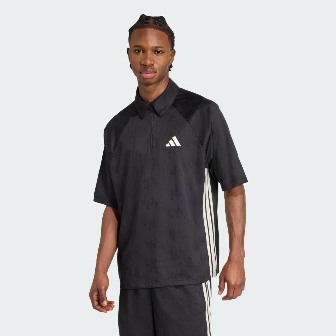adidas Stadium Jacquard Polo Tee Black S Mens Product Image