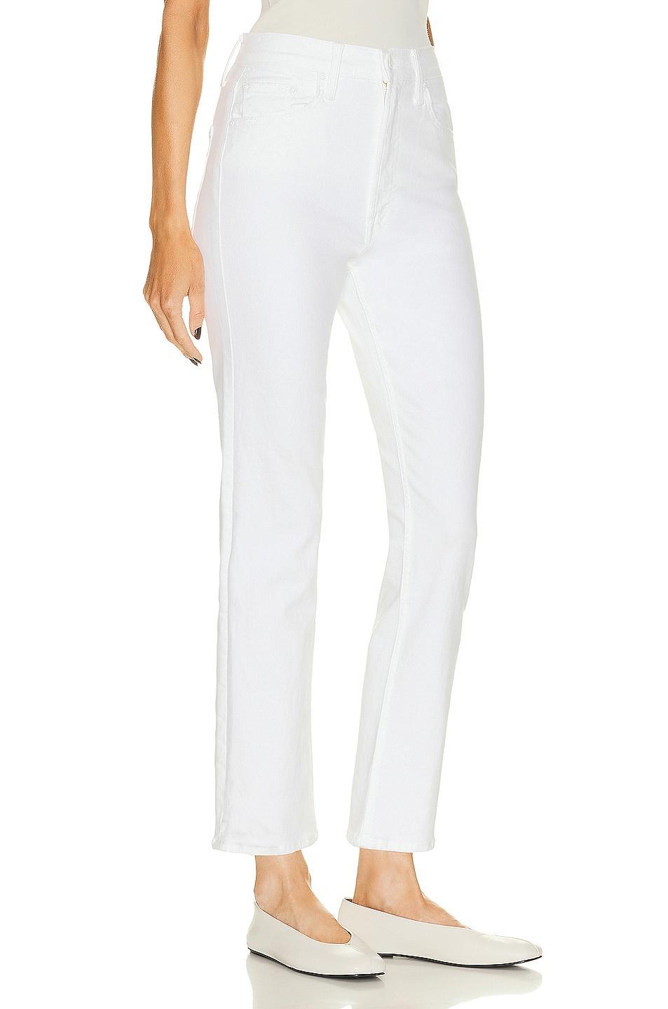 MOTHER High Waisted Rider Ankle in White. Size 24, 26, 27, 28, 30, 31, 32, 33, 34. Product Image
