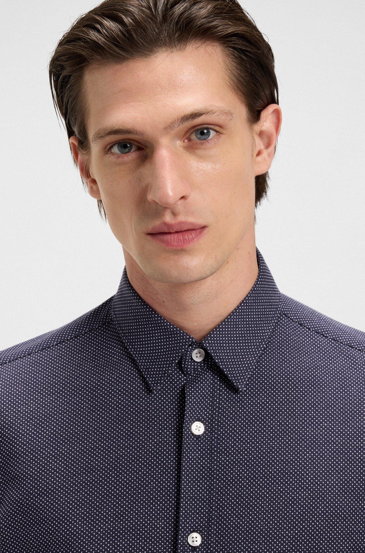 Slim-fit shirt in structured cotton jersey Product Image