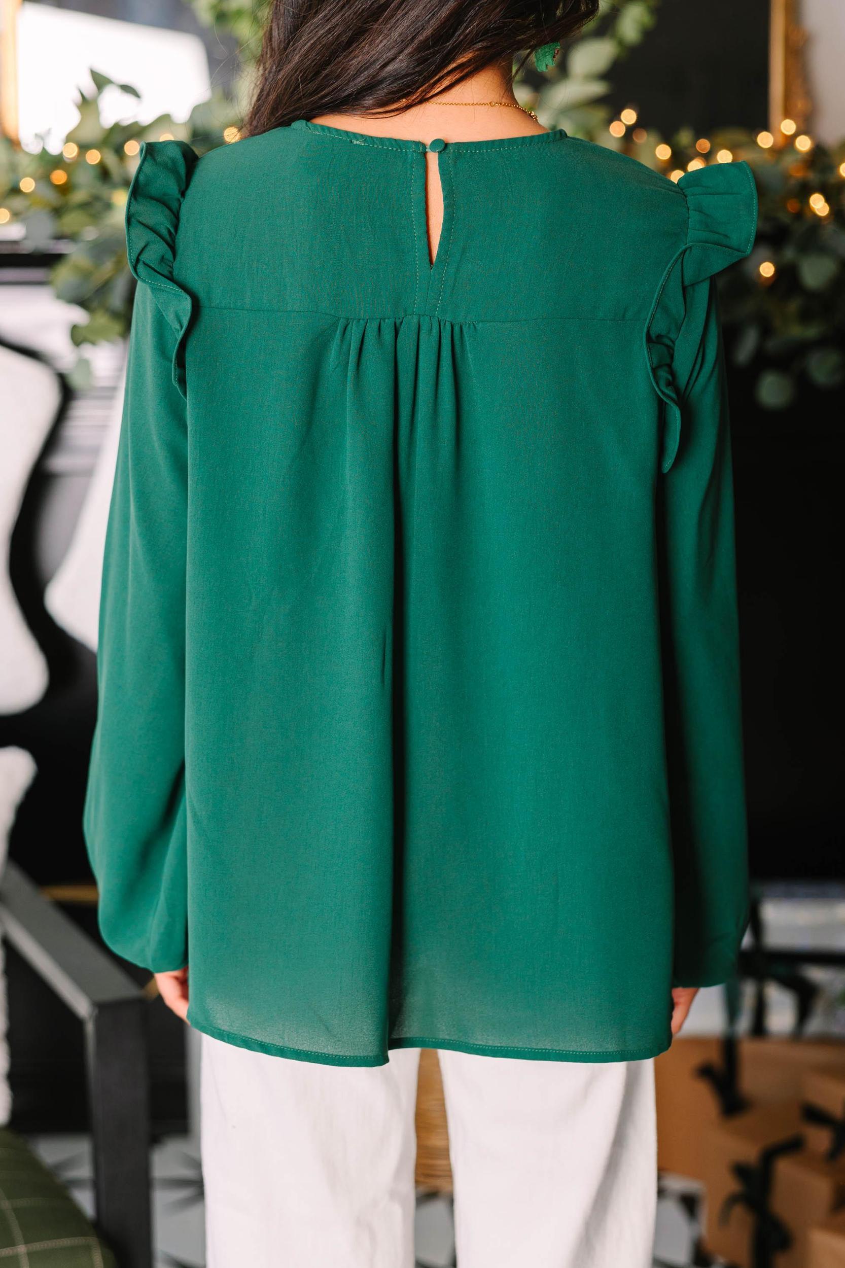 Feeling Important Emerald Green Ruffled Blouse Female Product Image