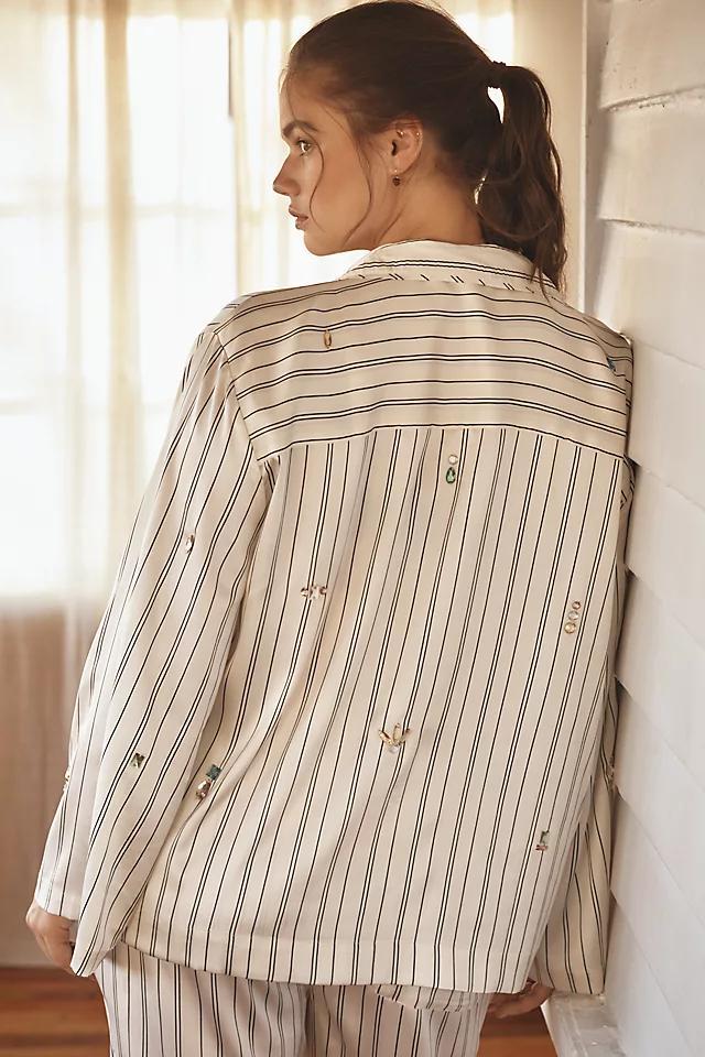 By Anthropologie Silky Bejeweled Pajama Top Product Image