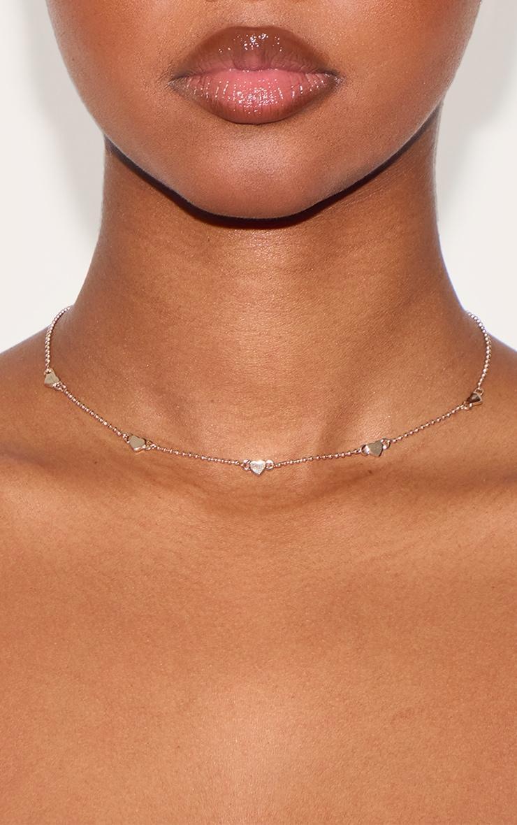 Gold Dainty Heart Short Chain Necklace Product Image