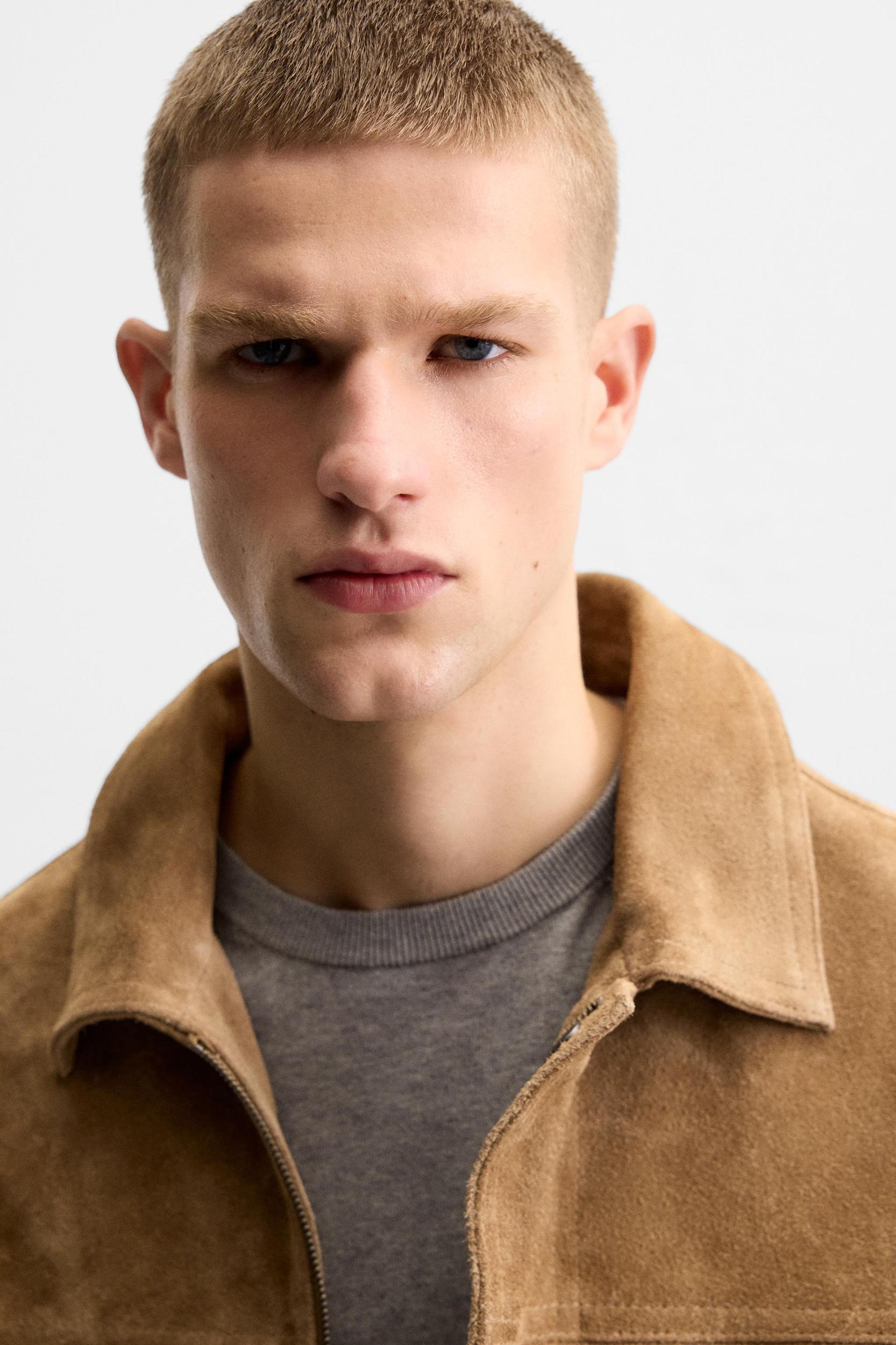 CROPPED FIT LEATHER JACKET Product Image
