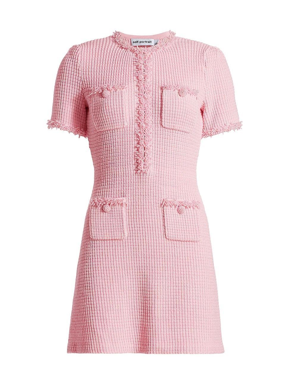 Womens Beaded Waffle-Knit Minidress Product Image