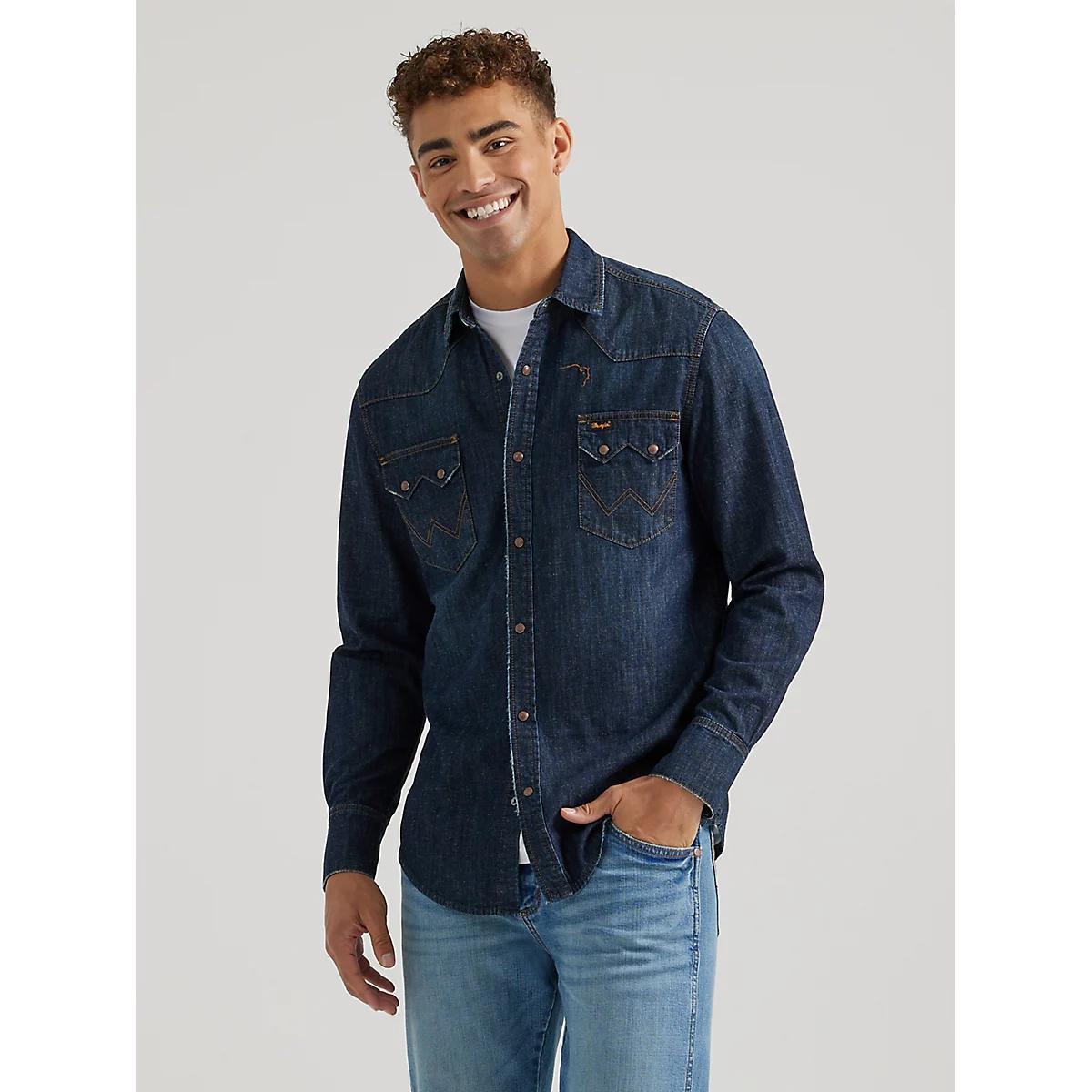 Wrangler x Buffalo Trace™ Men's Revival Shirt in Oak Indigo Product Image