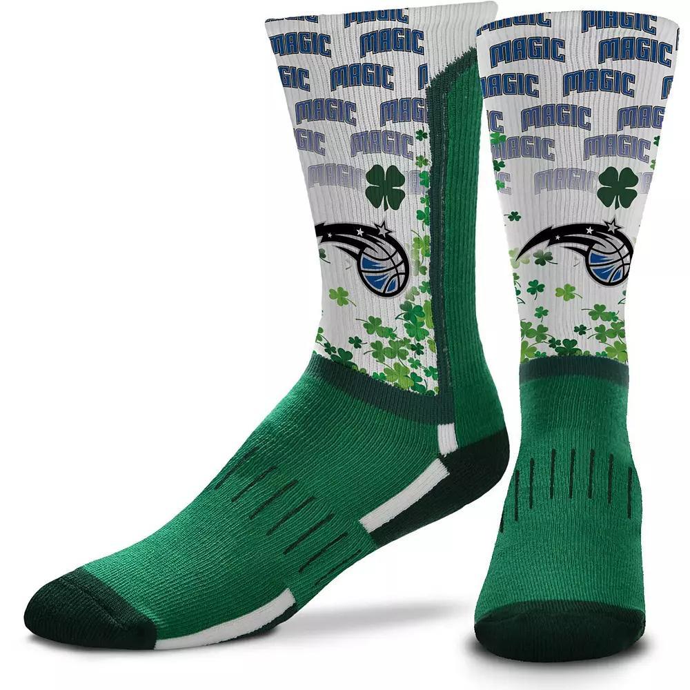 For Bare Feet Orlando Magic Four Leaf St. Patrick's Day V-Curve Crew Socks, Men's, Size: Large, Mag Green Product Image