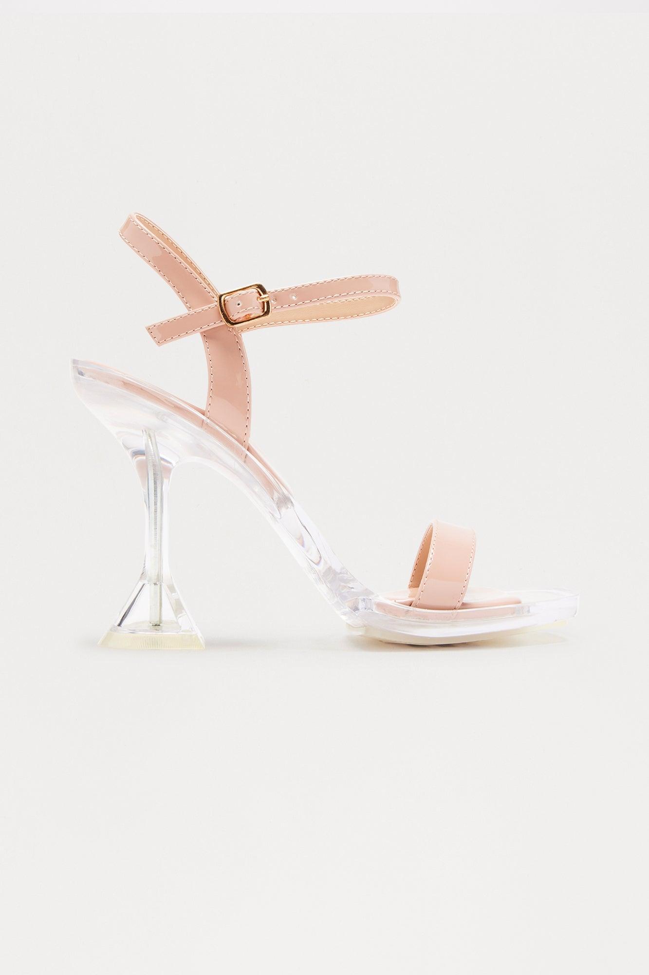 Murmur Clear Ankle Strap Heels - Nude Product Image