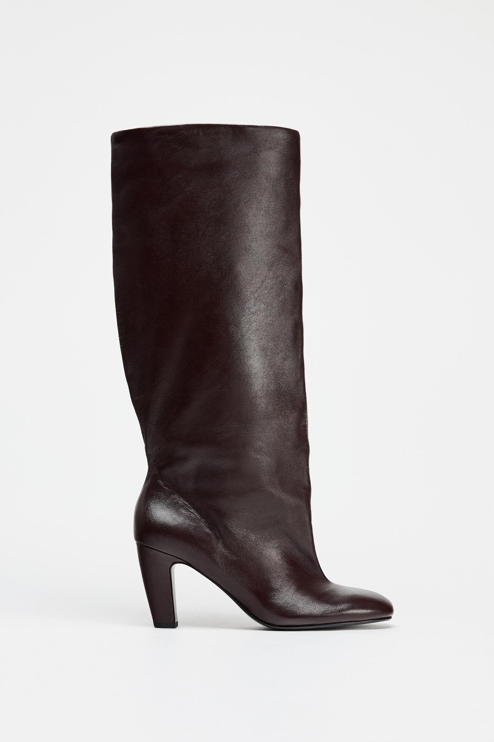 WIDE SHAFT LEATHER BOOTS Product Image