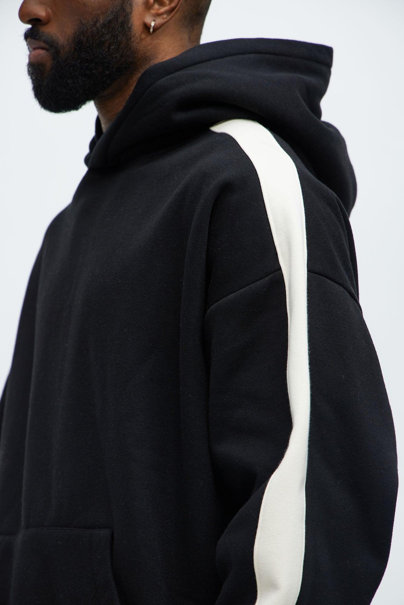 Tyson Heavyweight Oversized Striped Hoodie - Black Product Image