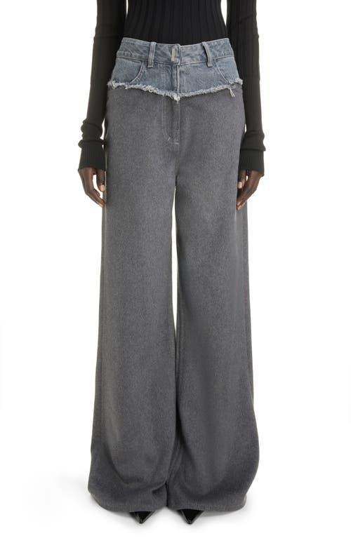 Womens Oversized Jeans In Mixed Denim And Flannel Product Image