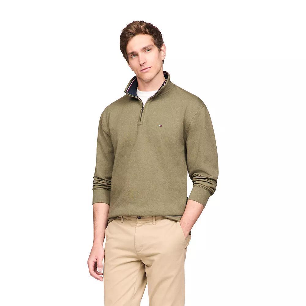 Men's Tommy Hilfiger Logo Quarter-Zip Top, Size: XXL, Milky Way Product Image