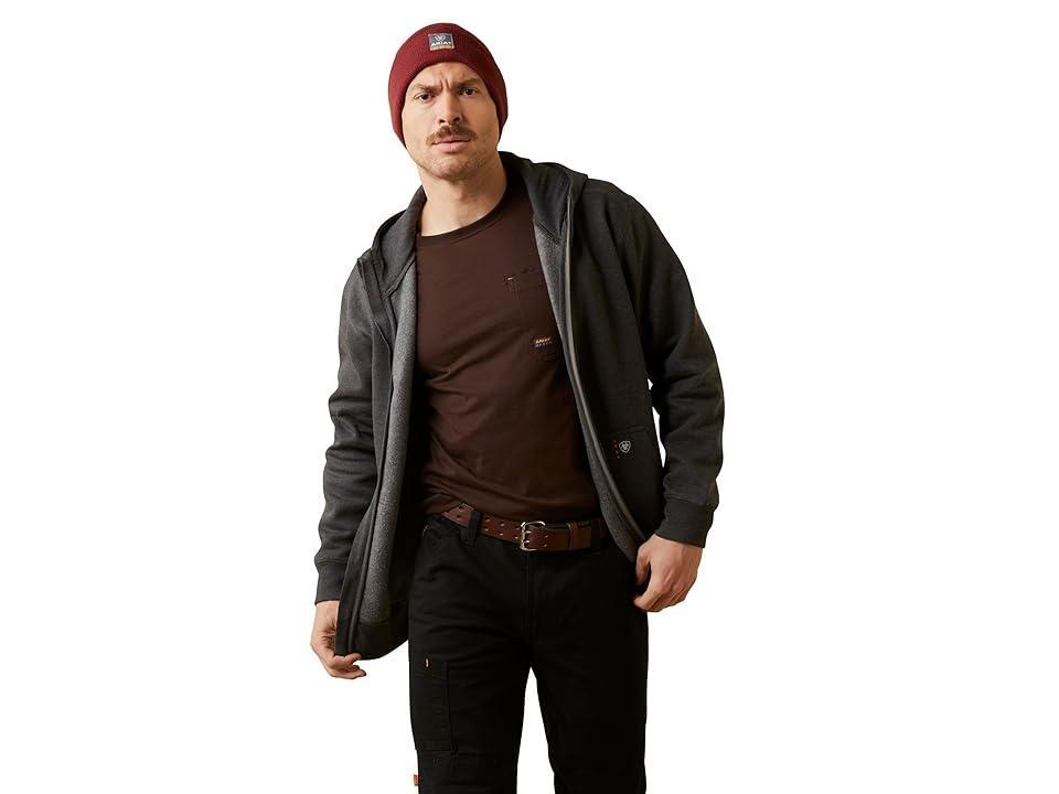 Ariat Rebar Workman Born For This Full Zip Hoodie (Charocal Heather) Men's Sweatshirt Product Image