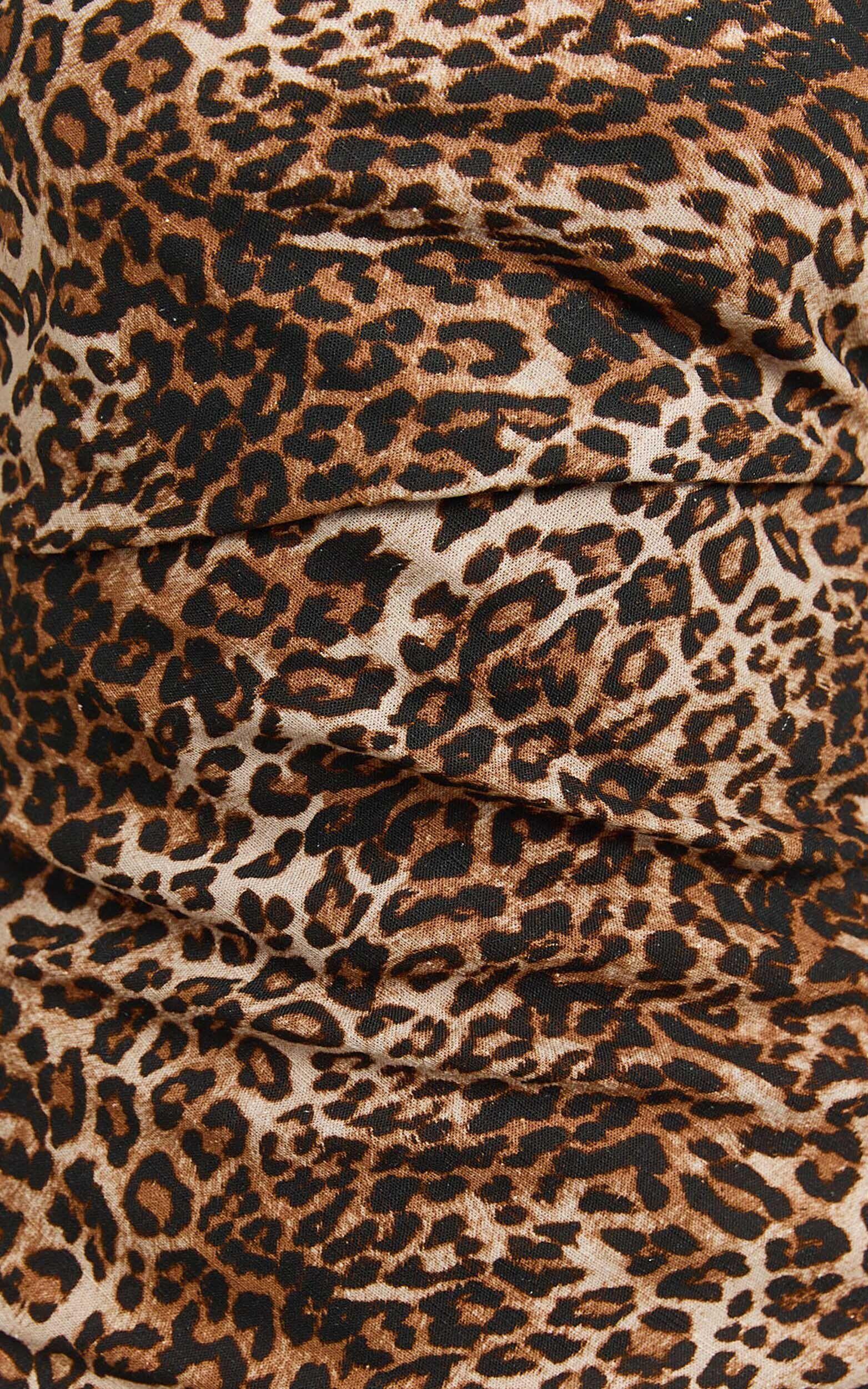 Lloyd Mini Linen Blend Dress - Square Neck Tie Back Dress in Tonal Leopard Product Image