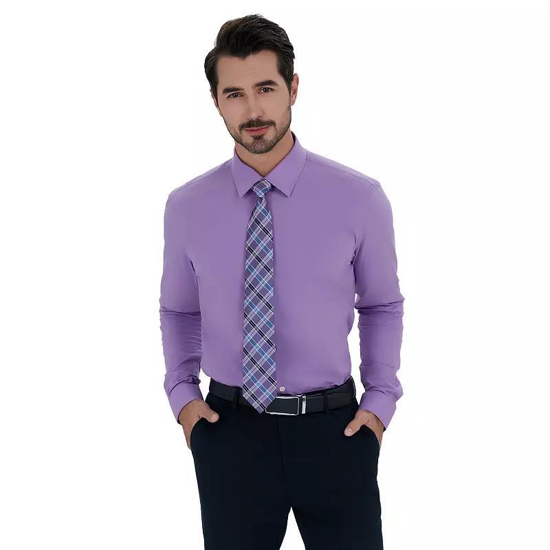 Men's Bespoke Slim-Fit Dress Shirt & Tie Set, Size: XL-34/35, Purple Product Image