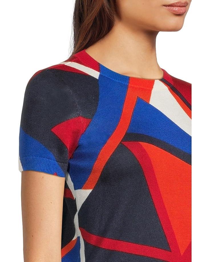 Print Cotton-Blend Short-Sleeve Sweater Product Image