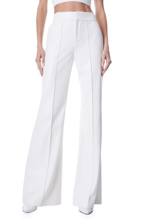 Alice and Olivia Dylan High Waist Wide Leg Pants in Ecru Vegan Leather Product Image