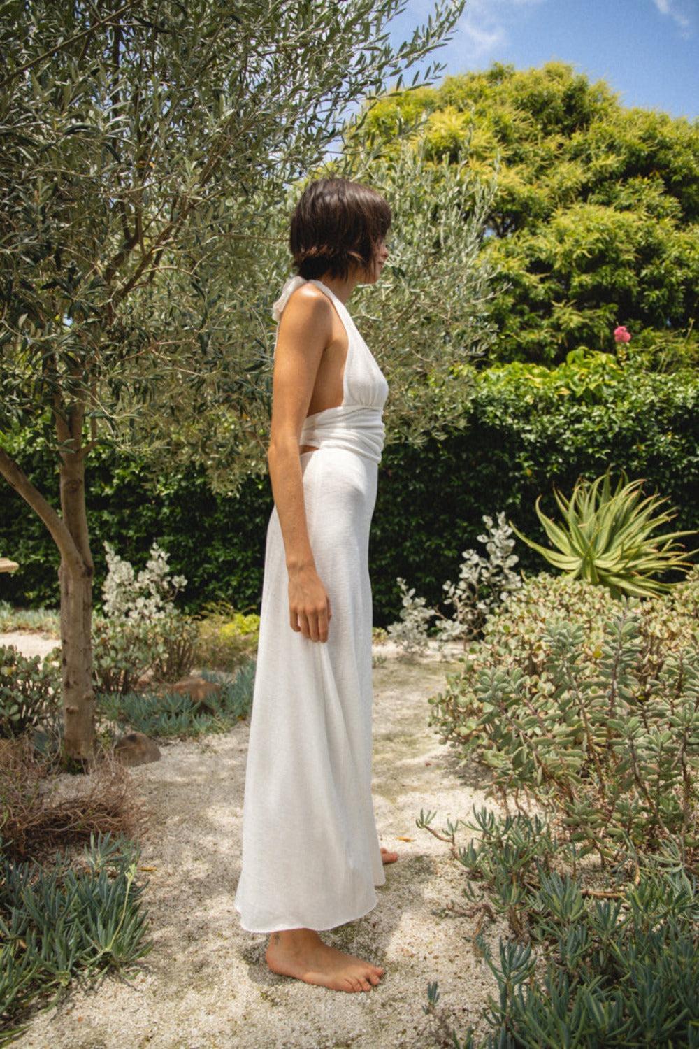 When In Italy Halter Midi Dress White Product Image