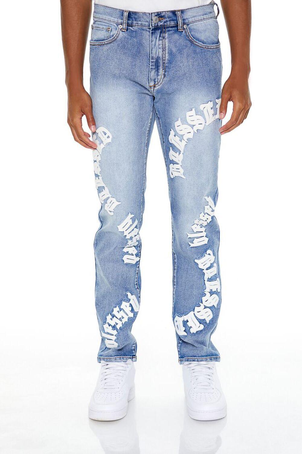 Blessed Stone Wash Slim-Fit Jeans | Forever 21 Product Image