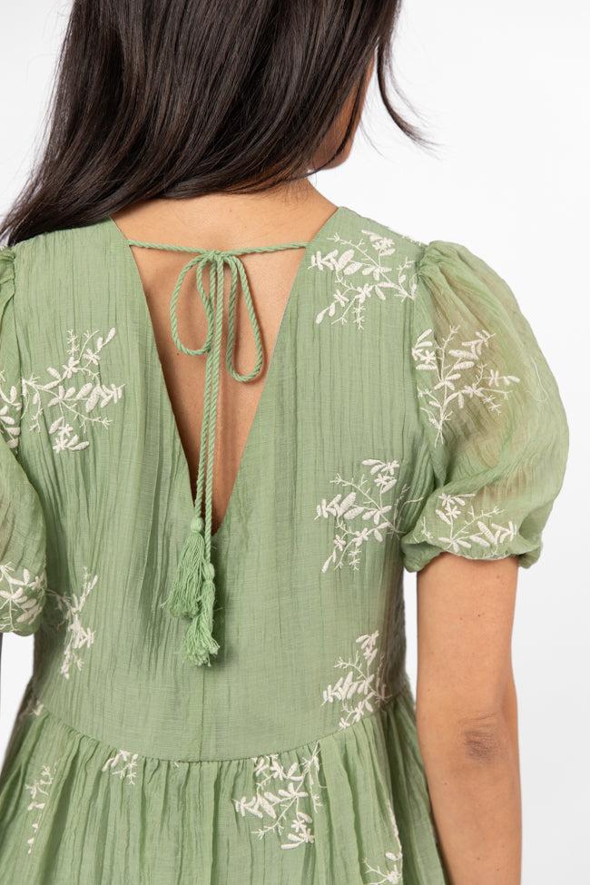 Figured It Out Sage Stitched Detail Mini Dress FINAL SALE Product Image