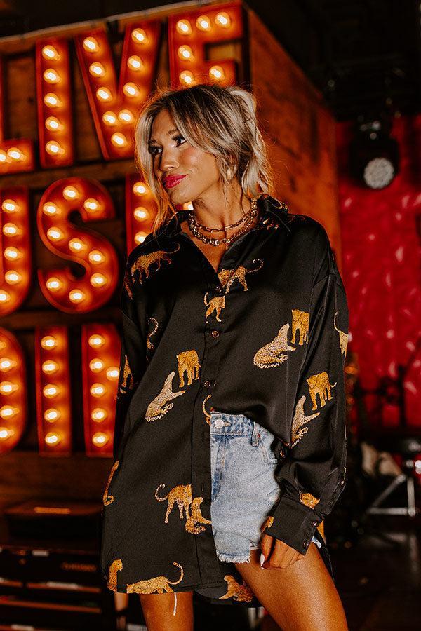 On The PR List Button Up In Black Product Image